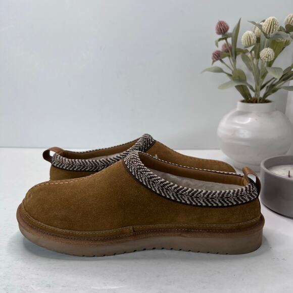 Koolaburra by UGG Burree Slip-On Suede Slippers Faux Fur Lined Tan Men 8 - Picture 6 of 9